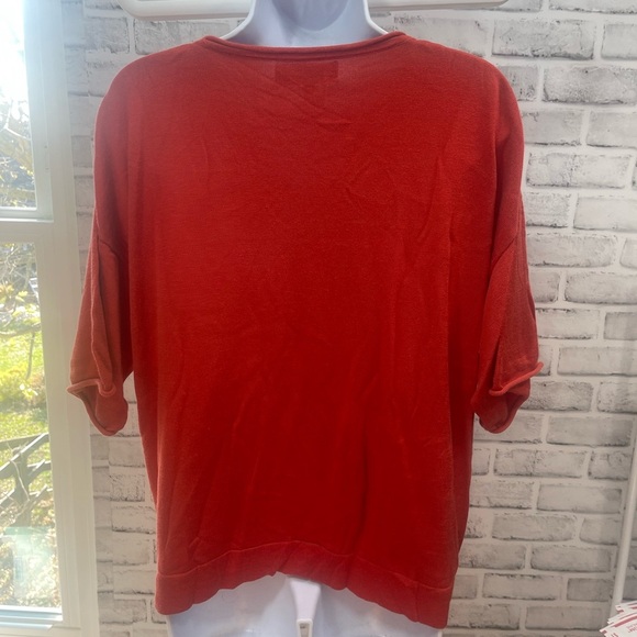 Jones New York Orange Short Sleeve Pullover Sweater Medium - Picture 4 of 9